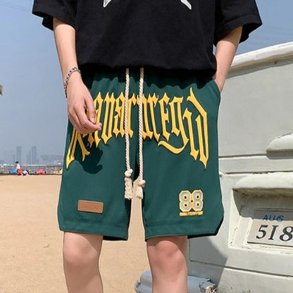 2026 Letter Foam Printed Shorts Men Loose Fit Summer Streetwear Running Sports Short Pants Men Women Hip Hop Half Wide Leg Pants