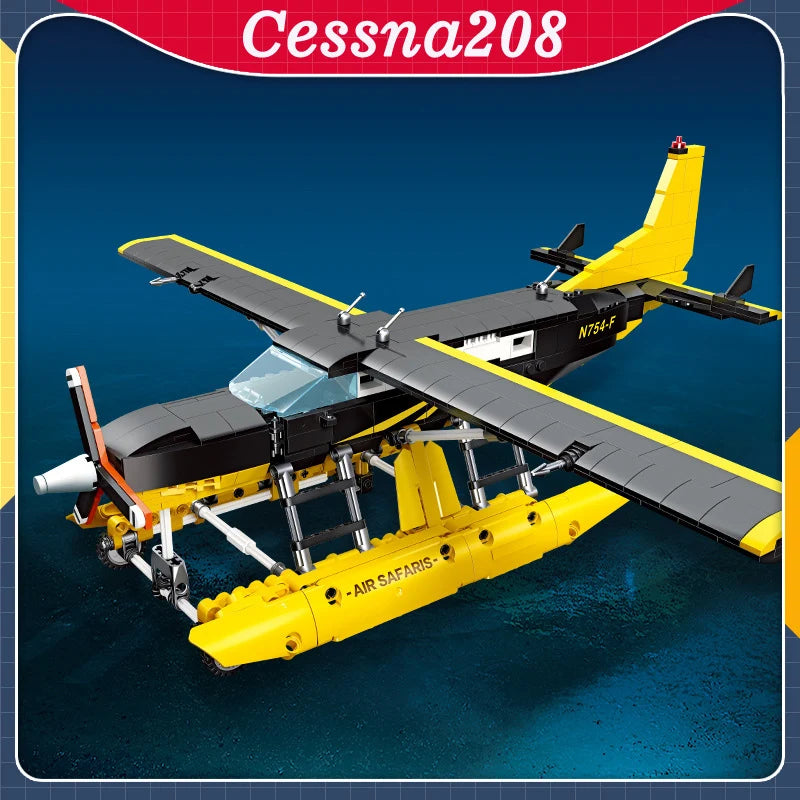 739PCS Water Glider Plane Model Building Blocks Set, DIY Educational Assembly Toy, Decorative Ornament Gift