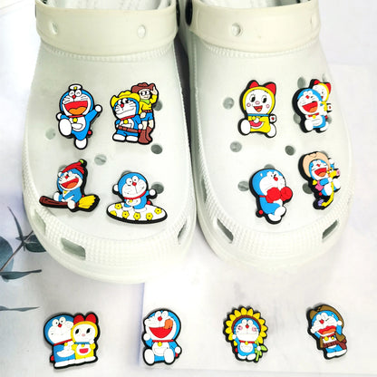 12-50Pcs Mixed Dorae Shoe Charms For Clogs Cartoon Series Shoe Decoration Premium Quality Popular Charms Accessories Great Gift