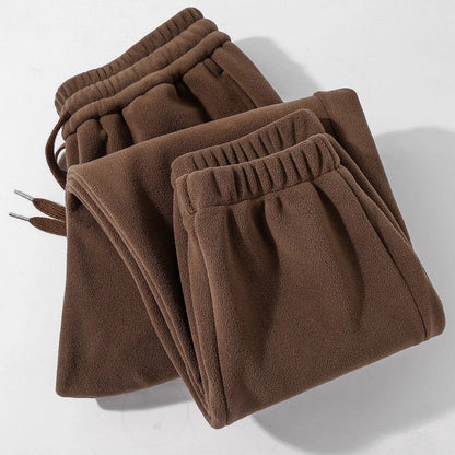 Café Brown Double-Sided Fleece Thickened Casual Sweatpants American Heavyweight Cuffed Pants Warm Sports Trousers for Men Aut...