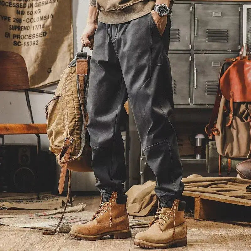 American Style Vintage Workwear Pants Men's Autumn Winter Loose Cuffed Heavy Duty New Casual Trousers Versatile Long Pants