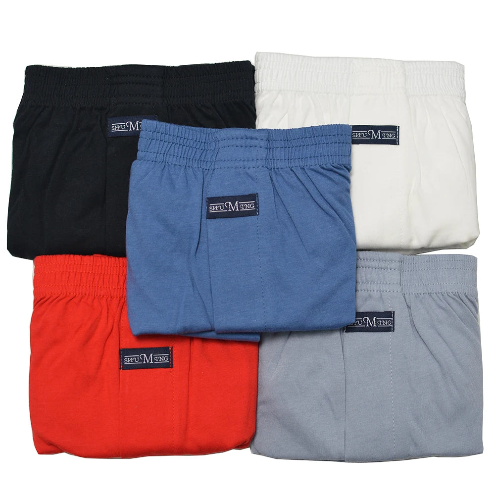 5PCS/Pack 100% Cotton Men Solid Pajama Pants Casual Elastic Waist Sleeping Shorts 3D Crotch Bottoms Breathable Pijama Hombre