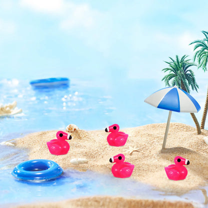 80Pcs Resin Flamingos Miniature Tropical Decorations Micro Garden Table Centerpiece Tiny Resin Flamingo Ornaments Bonsai Accents
