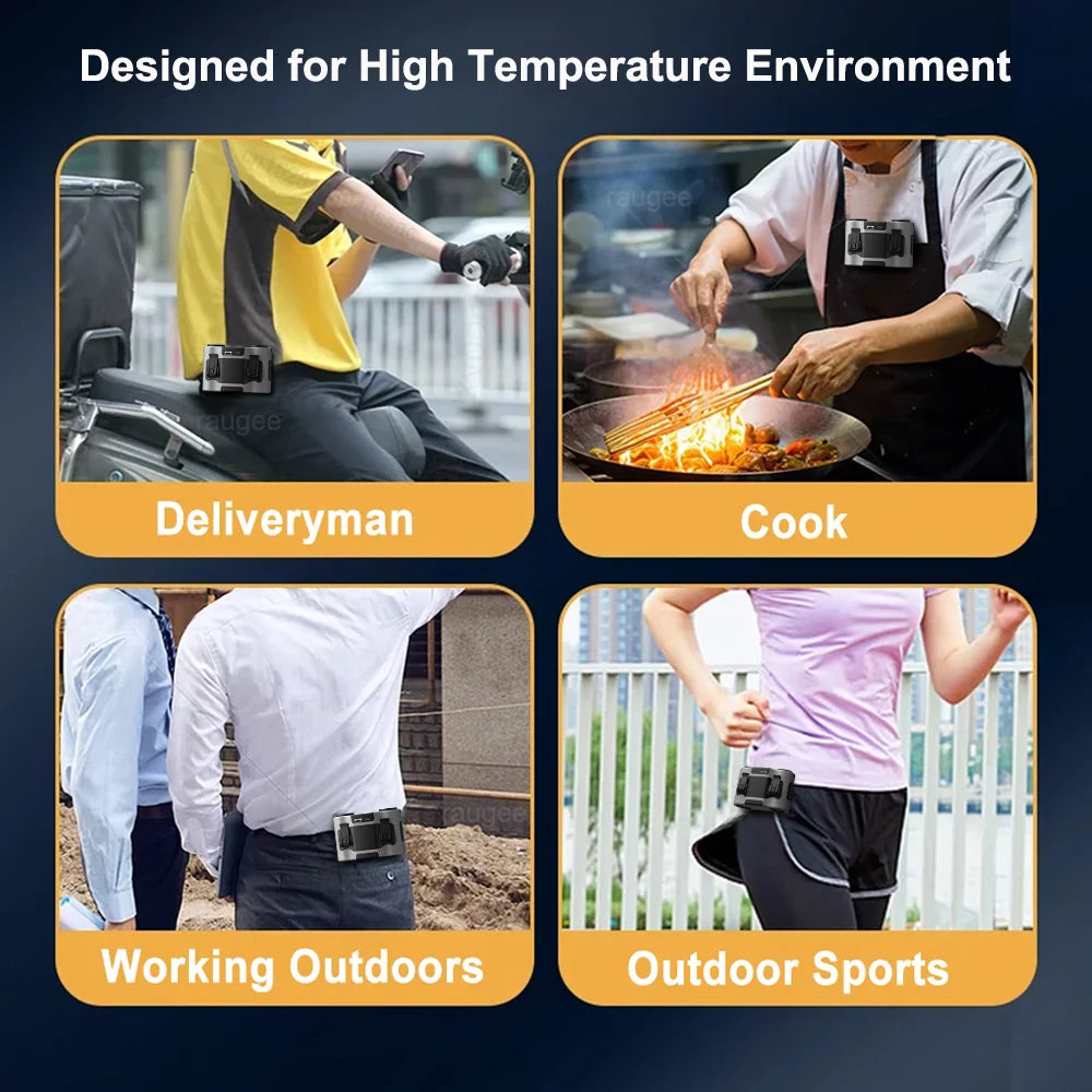 20000Mah Waist Fan Portable Clip Fan With Double Wind Outlet Mini Shirt Fan Wearable Hanging Neck Fan For Outdoor Sport Camping
