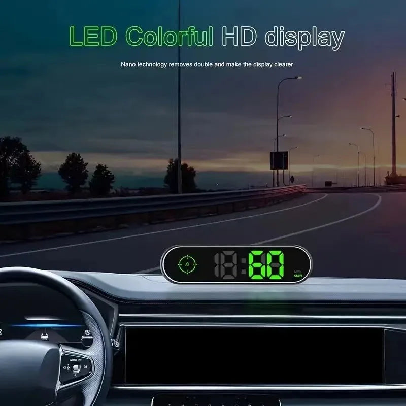 Multicolor Car Hud GPS Speedometer Head Up Display Digital Speed Gauge KMH MPH Switchable for Vehicle Windscreen