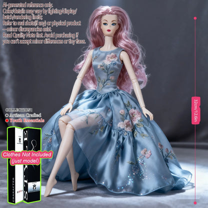 Multi-Poseable 12.6in 1/6 BJD - 12-Articulated, Realistic Makeup, Collector’s Gift, Desktop Display (No Clothing)