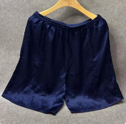 100% Mulberry Silk Men Boxer Underwear Couple Rubber Band Thin Short Home Pants Promotion Woman Can Wear
