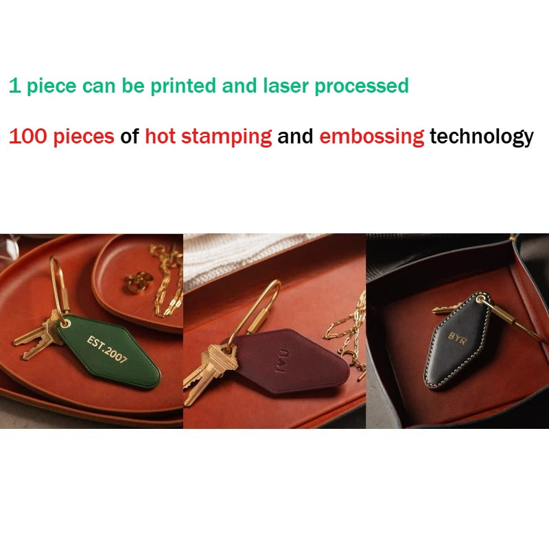 Customized Logo Vintage Diamond Leather Car Key Chain Laser Engrave Name Number Keychain Personalized Keyring Ring Men’s Women’s