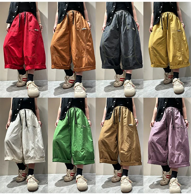 Amax LuluE 2026 Japanese Design Soild Pants Females Summer Fashion Loose Elegant Harem Trousers Womens Vintage Leisure Clothes