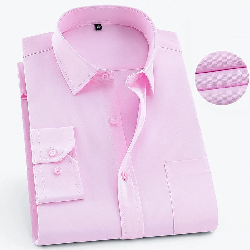 Men's Business Casual Shirts Purple Blue Cotton Regular Fit Long Sleeve Classic Plaid Striped Checked Social Work Dress Shirts