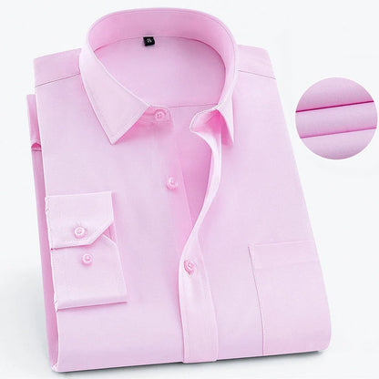 Men's Business Casual Shirts Purple Blue Cotton Regular Fit Long Sleeve Classic Plaid Striped Checked Social Work Dress Shirts
