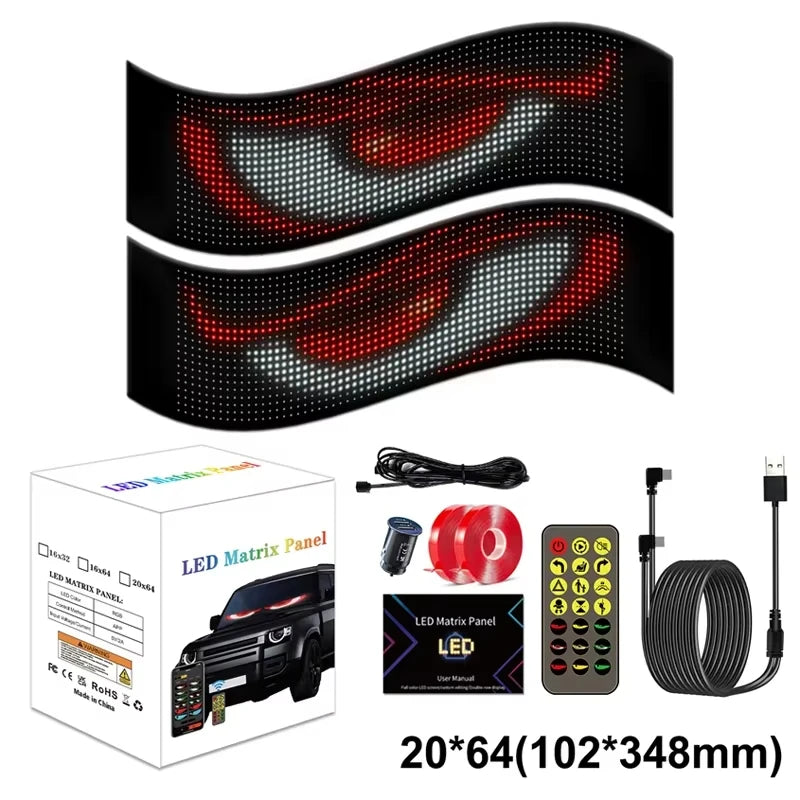Dynamic Devil Eyes Light for Car Truck Windshield Programmable LED Display Flexible Soft Screen DIY Bluetooth APP Remote Control