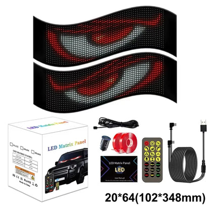 Dynamic Devil Eyes Light for Car Truck Windshield Programmable LED Display Flexible Soft Screen DIY Bluetooth APP Remote Control