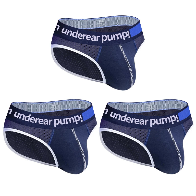 3 PCS Men's Mesh Briefs U Convex Pouch Elastic Waistband Breathable Colorful Sexy Underwear