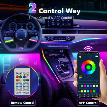 Car Interior LED Strip Lights Acrylic RGB Auto Ambient Lighting with Dreamcolor Center Console Dashboard Lamps with APP Remote