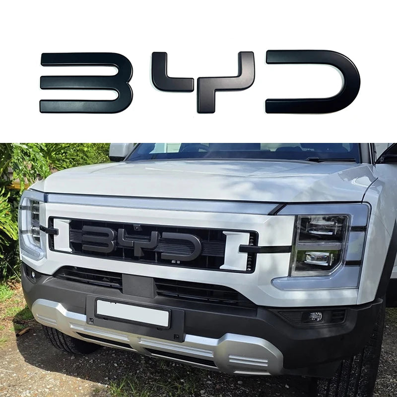 BYD Shark 6 3Pcs ABS Black Special & Limited Edition 3D Car Body Badge Sticker Front Grille Emblem Decal Car Accessories