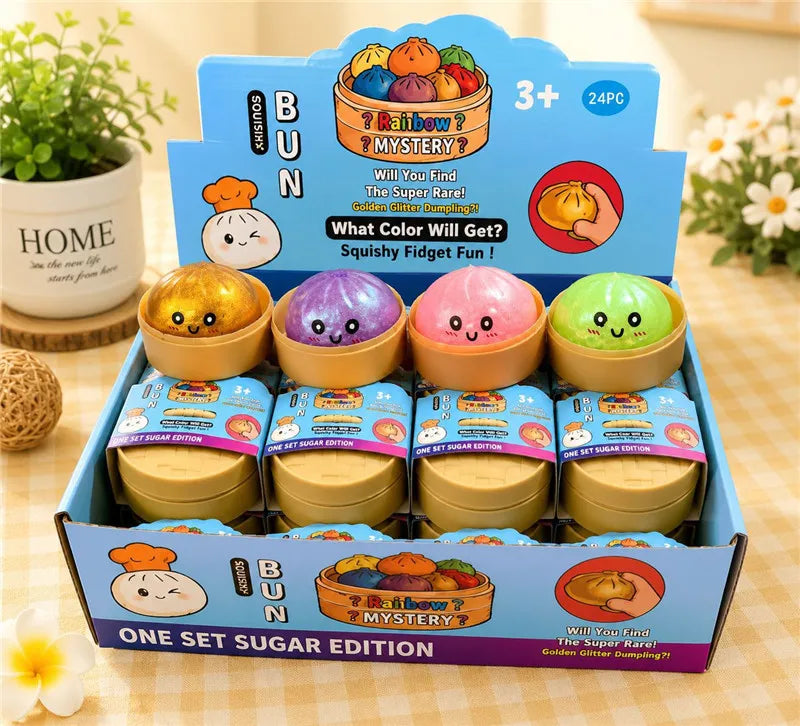 5.5/8.5cm Stress 1-12Pcs Dumpling Squash Toy Dampaline Squishy with Box Dumplings Sensory Squeeze Toy for  Relief Gift Birthday