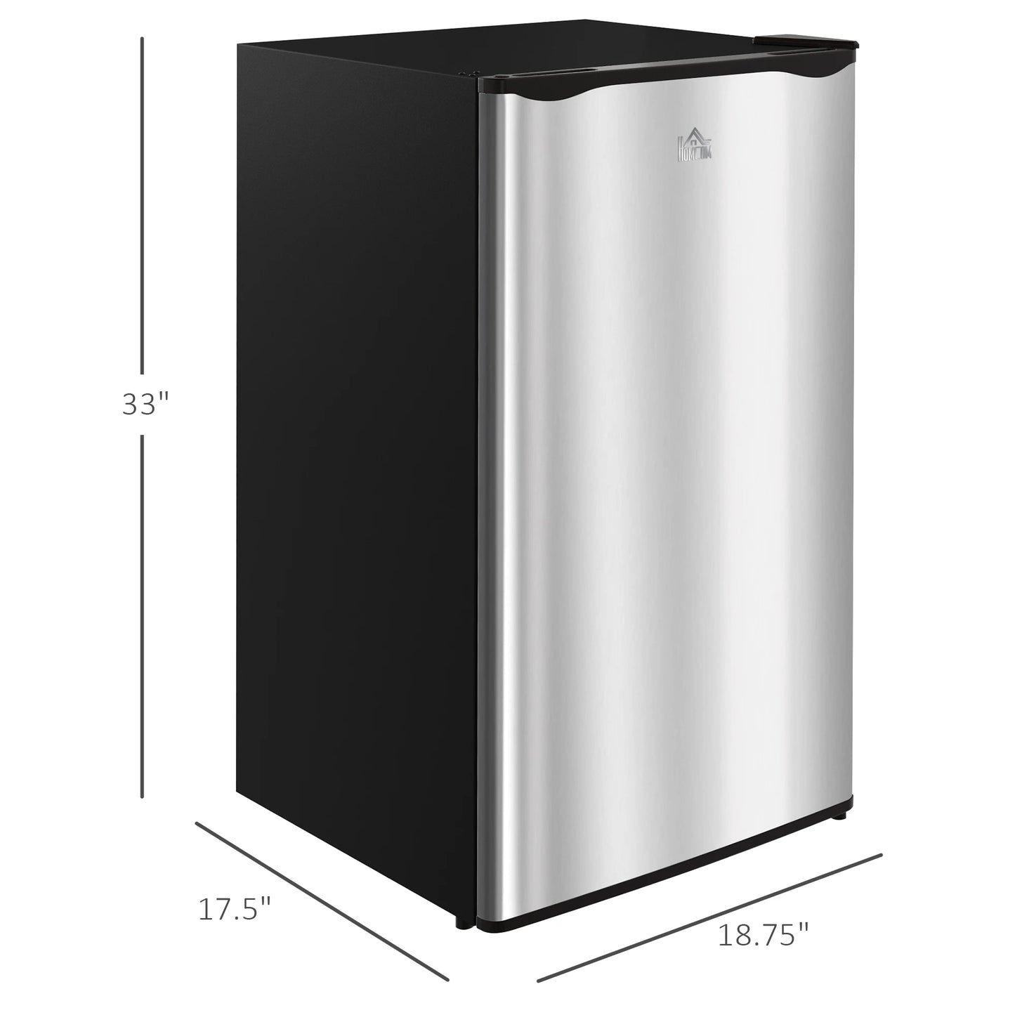 3.2 Cu.Ft Mini Fridge with Freezer, Single Door Compact Refrigerator with Adjustable Thermostat, Energy Efficient, Silver