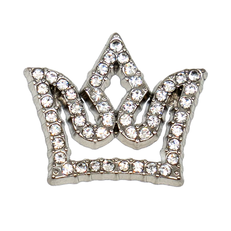 1/20pcs Silvery Metal Clog Charms Bling Luxury Style Crown Heart Fashion Women Men Shoe Charms Jean Set Metal Shoe Accessories