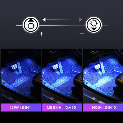 LED RGB Car Foot Ambient Light With USB Wireless Remote Voice Music APP Control Cigarette Lighter Car Footwell Lights