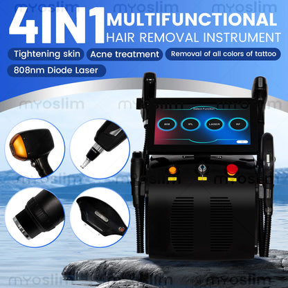 4 IN 1 Soprano Titanium Ice Platinum RF Diode  4 Wave ND:YAG ipl  Rf Machine Painless Hair Removal Machine