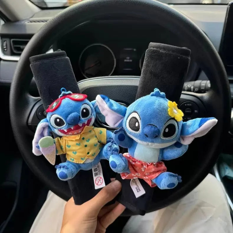 Stitch Car Seat Belt Cover Kawaii Car Accessories Interior Shoulder Cover Child Protective Wear-Resistant for Auto Safety Belts
