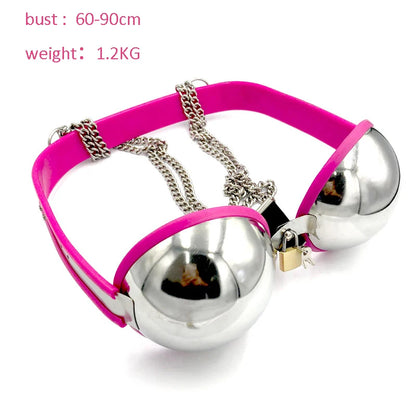 Female Chastity Device Bra Stainless Steel Adjustable BDSM Slave Metal Lockable Underwear Chain Bondage Game Erotic Slave