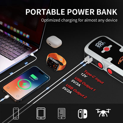 All Engine Portable Jump Starter, Car Battery Booster Power Bank, USB Fast Charging & LED Flashlight Emergency Kit
