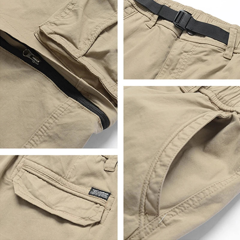Spring Men Cotton Cargo Pants + Shorts Men Summer Multi-Pocket Shorts Pants Mens Joggers Sweatpant Casual Shorts Trousers Male