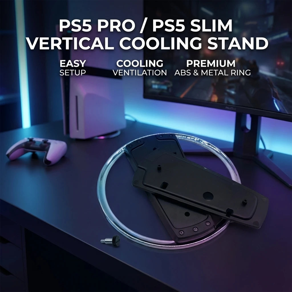 Metal Vertical Stand for PS5 Slim Console Base Stand Replacement with Screw for Playstation 5 Digital And Disc Version