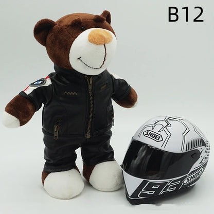 Kawaii helmet and teddy bear motorcycle decorations cute anime filled soft plush toys as gifts for friends during holidays
