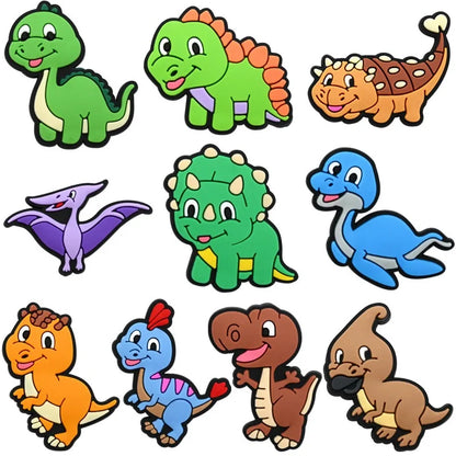 10Pcs Cartoon Dinosaur Triceratops Diplodocus ‌PVC Sandals Shoe Decorations Clog Buckle Charms Accessories Kids Birthday Present