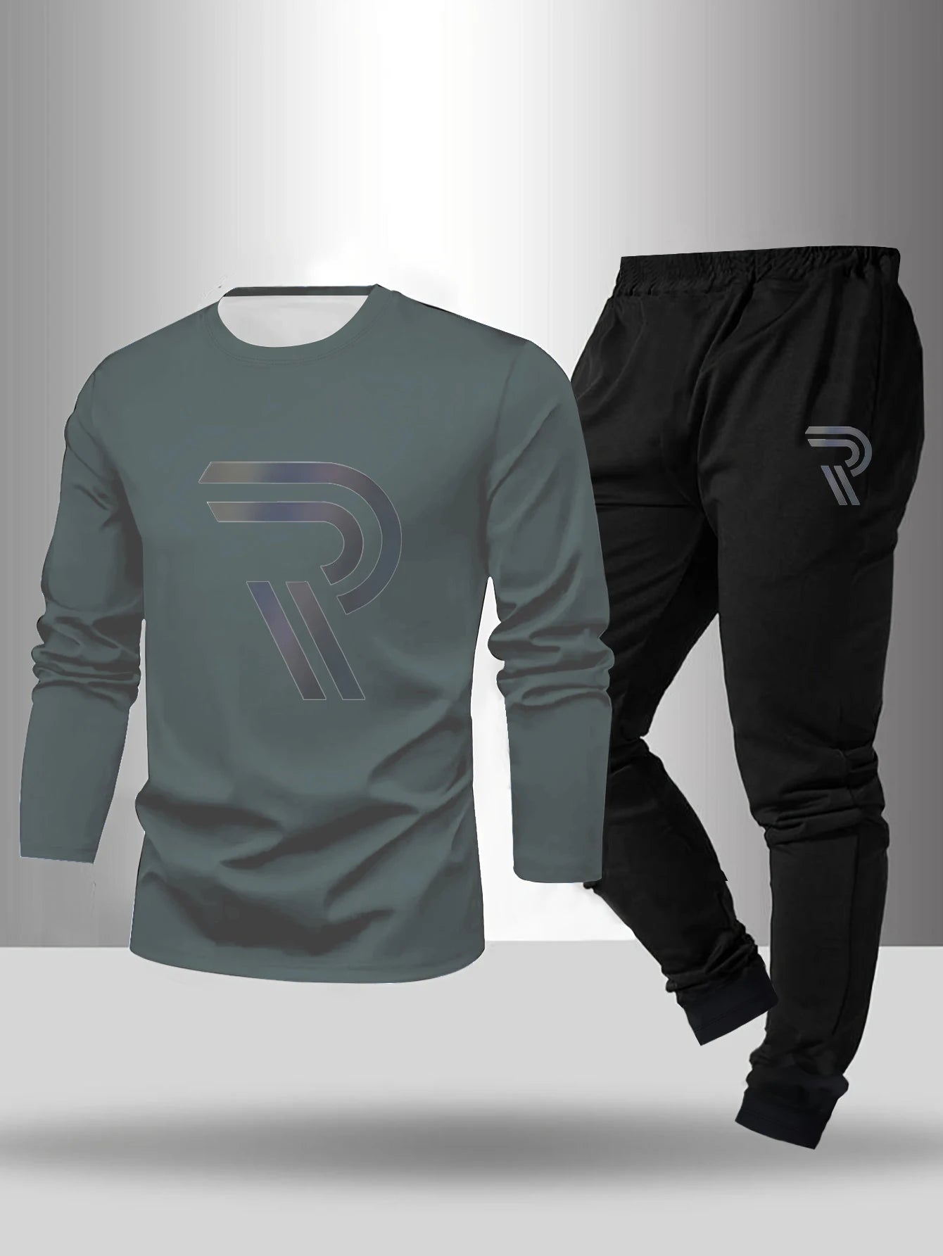 2-piece set of men's pajamas for spring summer autumn winter long sleeved pants geometric pattern base shirt home suit set
