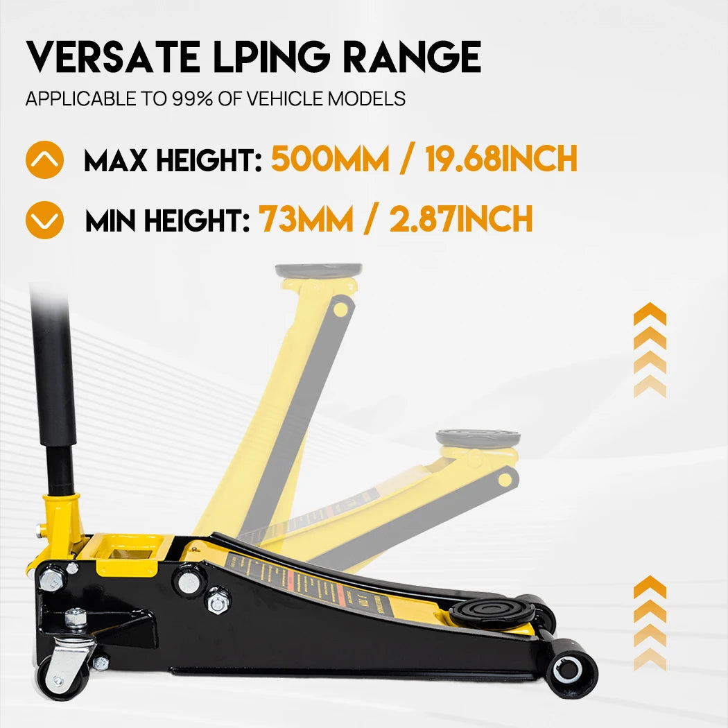 Super Low Profile Floor Jack 3-Ton Hydraulic Trolley Quick Lift Dual Pump