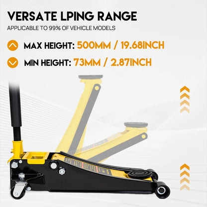 Super Low Profile Floor Jack 3-Ton Hydraulic Trolley Quick Lift Dual Pump
