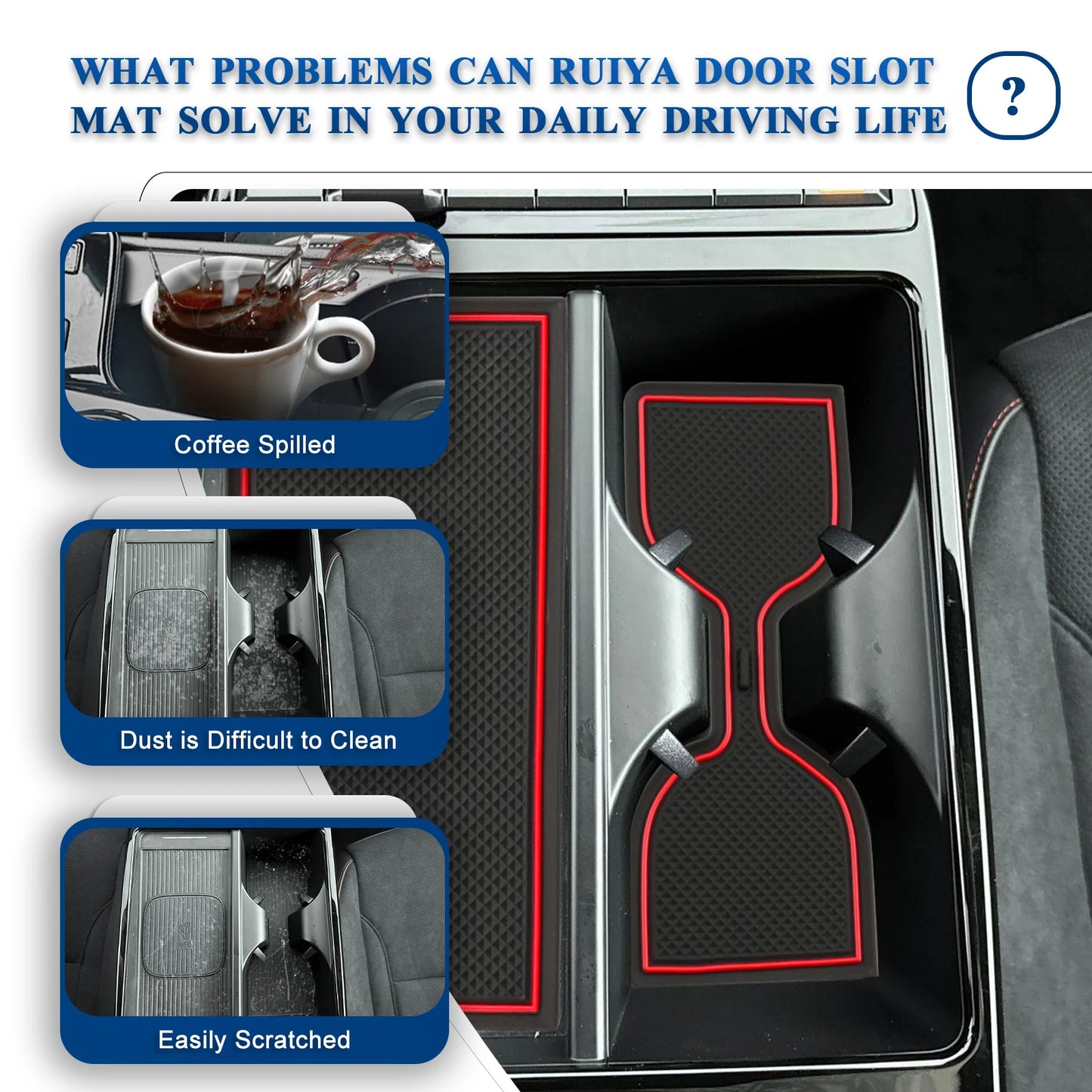 RUIYA for Hyundai Tucson NX4 Limited 2025 2026 Car Door Groove Mat Anti-slip Slot Pad Auto Hyundai Tucson 2025 Accessories