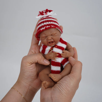 7" Boy Micro Preemie Full Body Silicone Black Skin CryBaby Doll "Ethan" Lifelike Mini Reborn Doll Surprice Children Anti-Stress