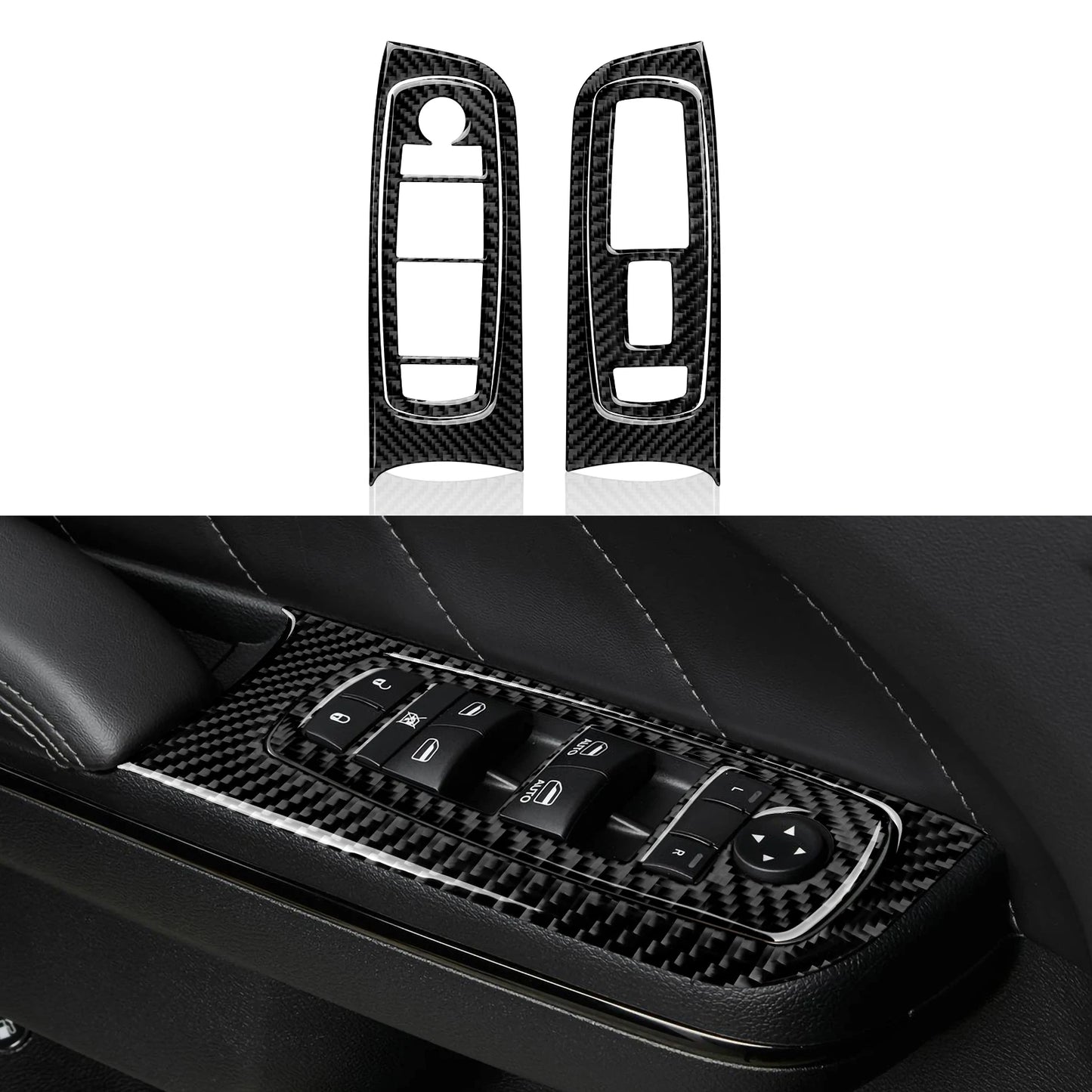 For Chrysler 300 (2011-2014) Car Center Console Gear Shift Panel Steering Wheel Cover Carbon Fiber Interior Sticker Accessories