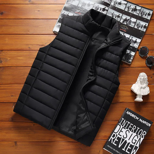 Men's Down Cotton Sleeveless Vest Autumn Winter Korean Style Casual Trendy Warm Waistcoat Jacket