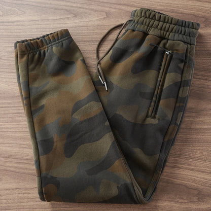 Autumn and Winter American Retro Thickened Velvet Camouflage Sweatpants Men's Fashion Drawstring Sports Casual Ankle-tied Pants