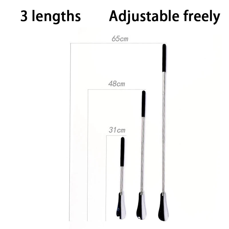Extendable Shoe Horn Long Handle for Seniors 31cm-65cm Stainless Steel Telescopic Shoe Spoon for Pregnant Woman Elderly 1/2/4Pcs