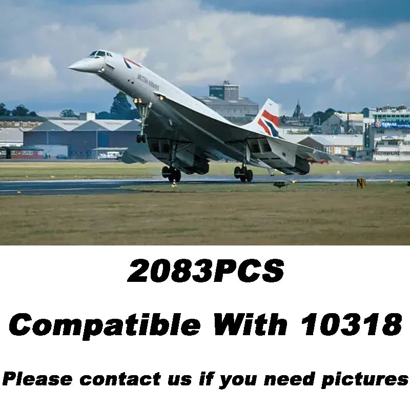 NEW 2083Pcs Concorde Airbus Building Blocks 10138 Supersonic Airliner Concorde Passenger Plane Model Bricks Toys Kids Boys Gifts