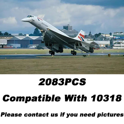 NEW 2083Pcs Concorde Airbus Building Blocks 10138 Supersonic Airliner Concorde Passenger Plane Model Bricks Toys Kids Boys Gifts