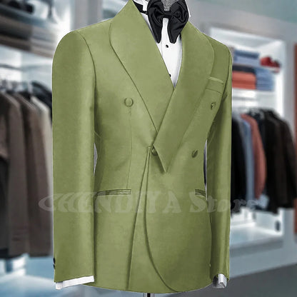 Black Suits For Men Shawl Lapel Formal 1 Piece Jacket Double Breasted Business Casual Groom Wedding Party Custom Made Blazer