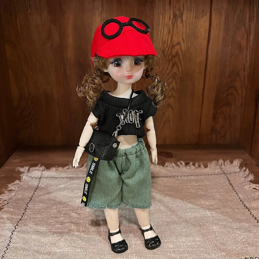 30cm 1/6 Fashion Girls Dress Up Doll Movable 20 Joints Cute Sweet Face Festival Gift with Clothes Shoes BJD Princess Doll Toy