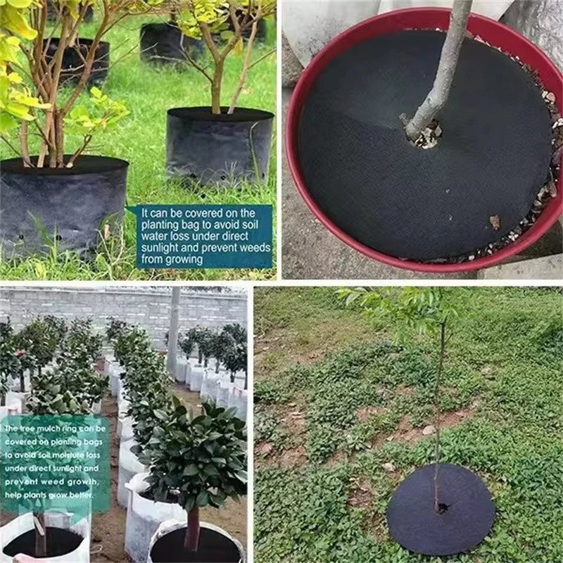5Pcs Non-Woven Tree Mulch Ring Weed Control Mat Landscape Fabric Anti-Grass Root Protector Barrier Garden Plant Cover 15-82cm