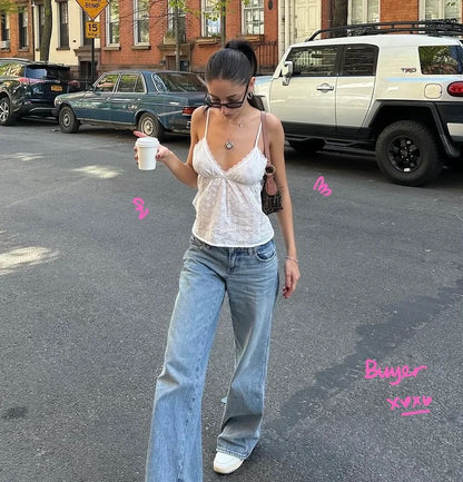 Brandy Melville Pure Cotton Three-Button Base Layer Vest Sweet Style V-Neck Sleeveless Tank Top for Women Spring Summer