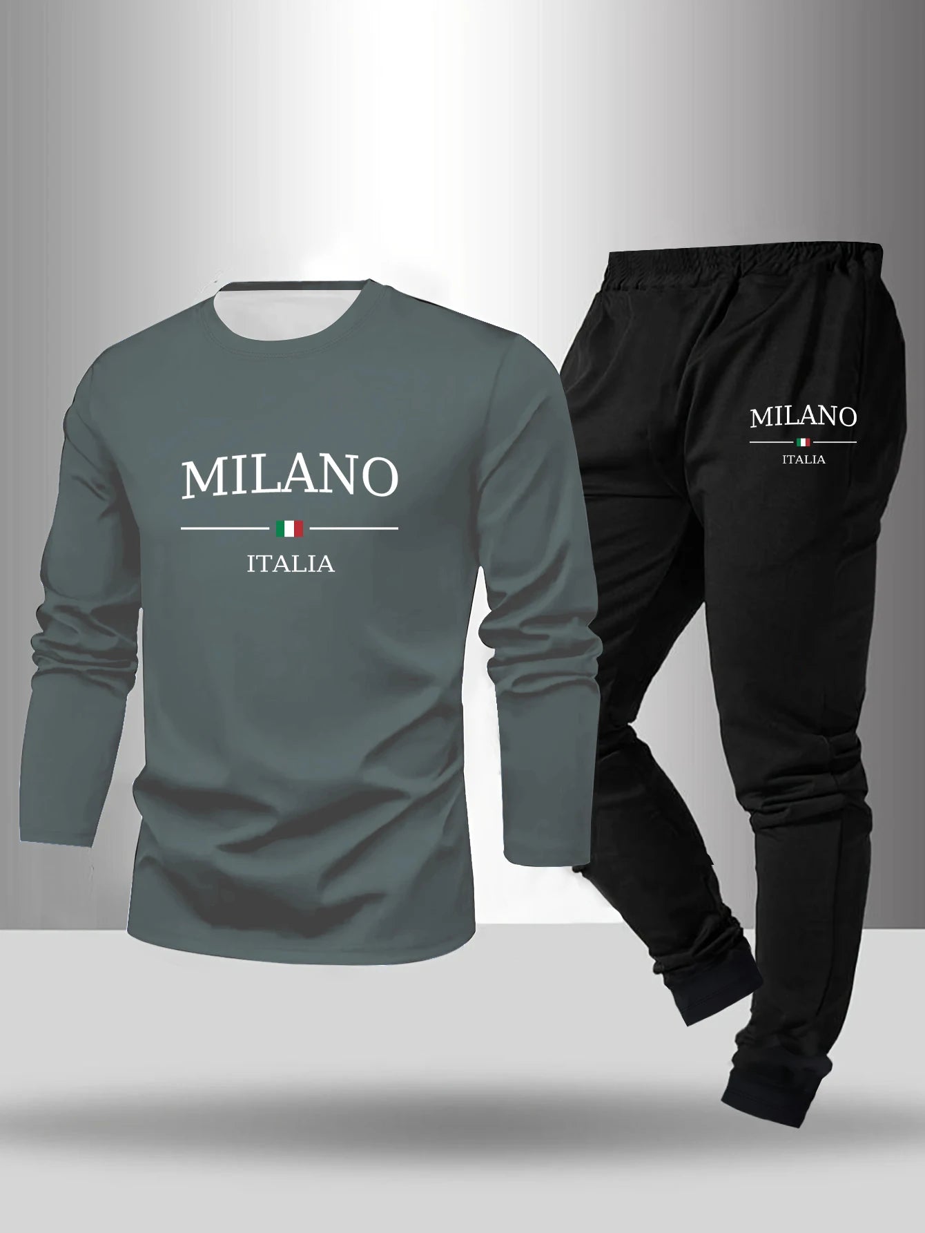 2-piece men's sleepwear set for spring summer autumn winter long sleeved pants letter patterned base shirt home wear set
