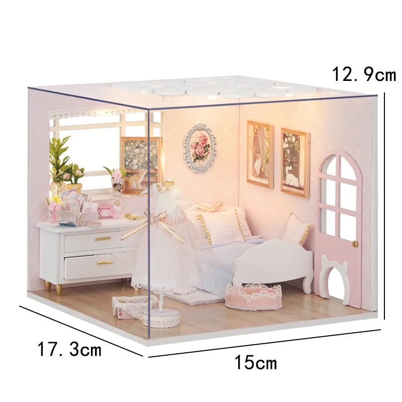 Coffee Shop Doll House Mini DIY Kits Making Room Assembling Toys Bedroom Decorations Furniture Dollhouses Toys For Xmas Gifts