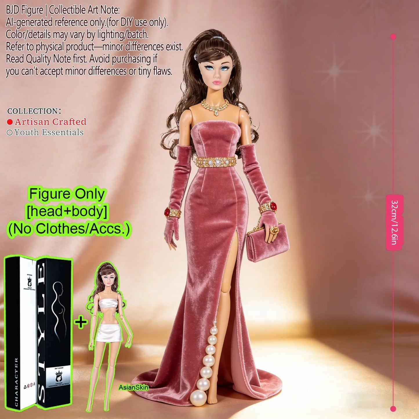 12.6 Inch 1/6 Fashion BJD MJD Supermodel Doll Ball Jointed Posable Collectible Realistic Hair NoClothes